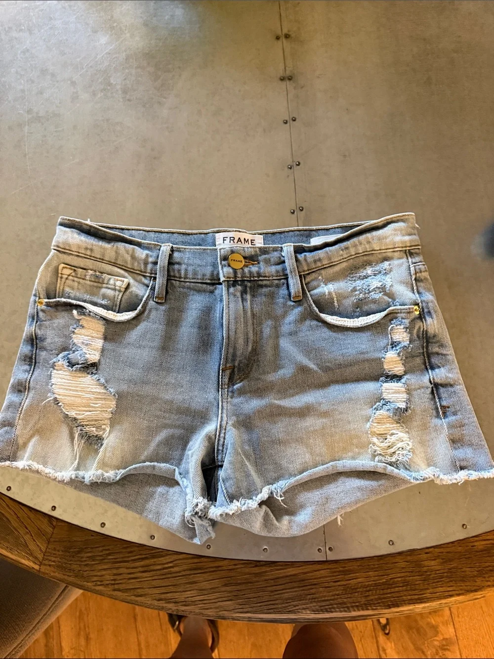 Frame Denim Light Blue Distressed Cutoff Jean Shorts, Le Cut Off, 26 - Picture 1 of 4